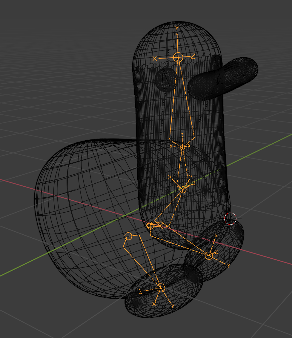 A bone rig of a ducky model