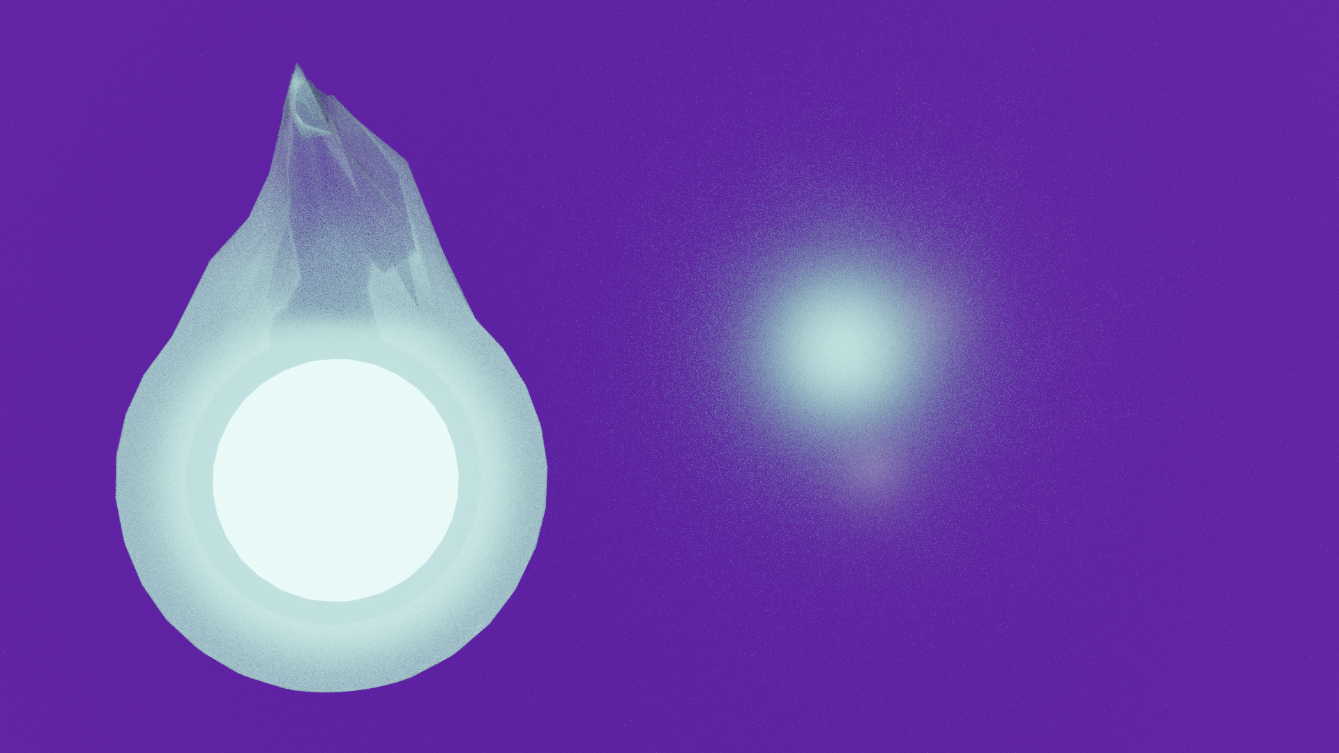 A ghostly orb of fire floating against a purple backdrop